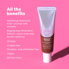 Beautyblender Bounce Liquid Whip foundation matte finish on the face for everyday wear