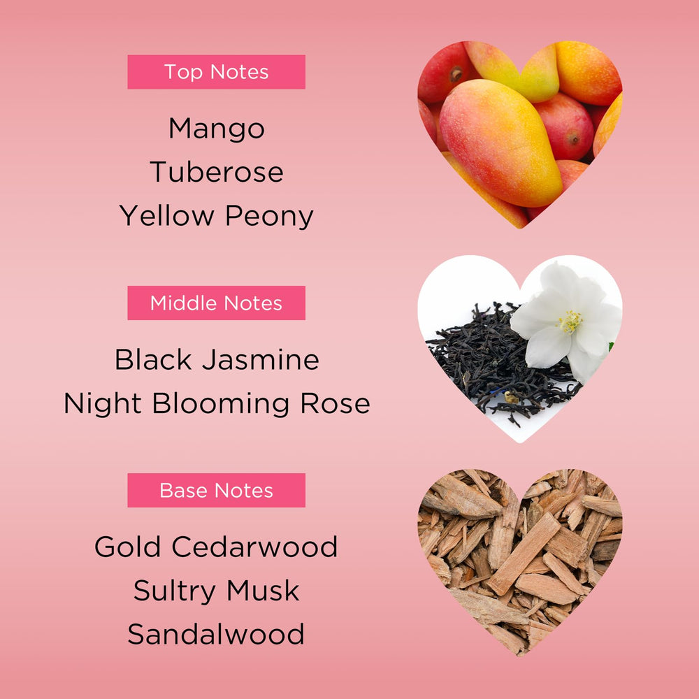 Bebe Silver fruity top notes with mango and tuberose.