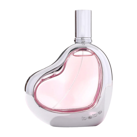 Bebe Silver sculpted-heart bottle for elegant evenings.