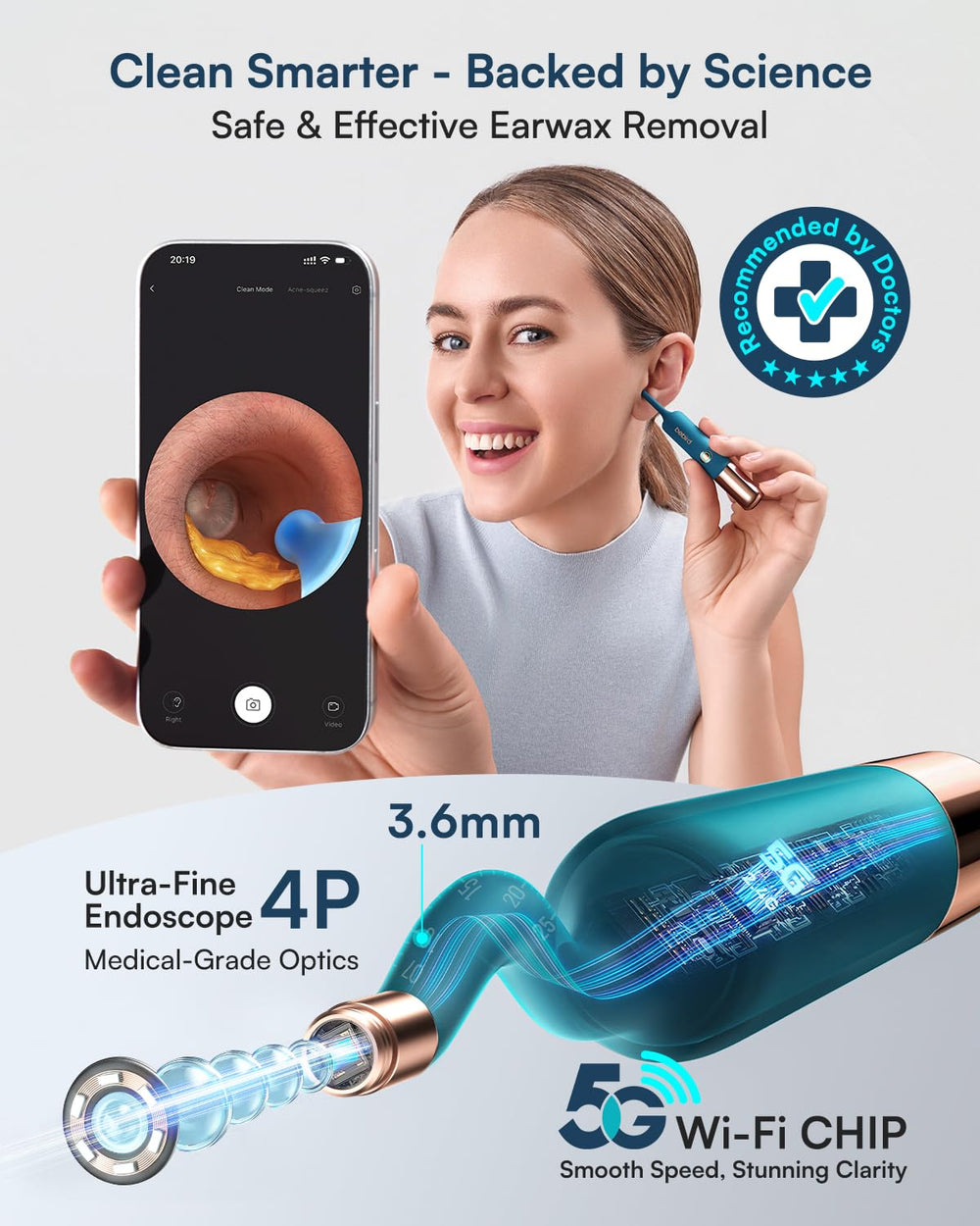 BEBIRD Earsight Ultra 3-6mm tip allows careful insertion with minimal discomfort