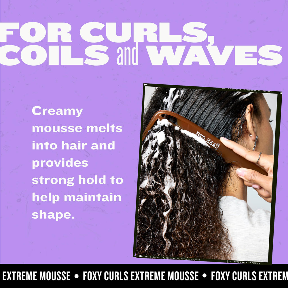 Bed Head Foxy Curls Mousse on damp hair adds hold and shine.