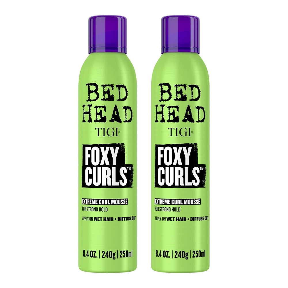 Bed Head Foxy Curls Mousse bottle for frizz-free curls and heat protection.