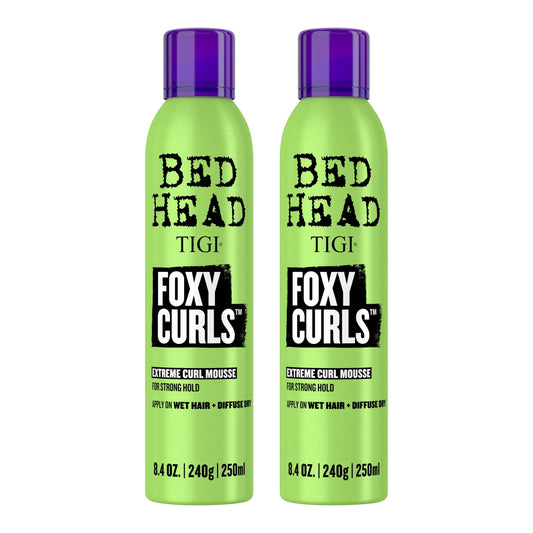 Bed Head Foxy Curls Mousse bottle for frizz-free curls and heat protection.