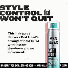 All-day hold achieved with Bed Head Hard Head on dry hair.