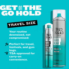 Bed Head Hard Head hairspray finishing spray adds natural shine without stiffness.
