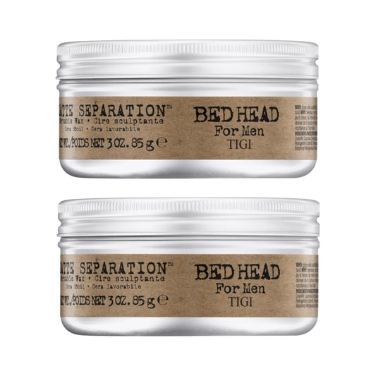Bed Head Matte Separation Wax jar shows strong matte hold for defined looks.