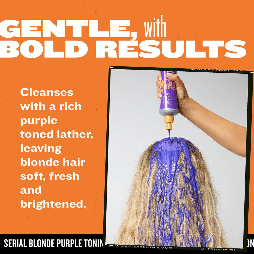 Bed Head Serial Blonde conditioner being applied through mid length hair