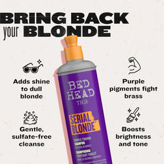 Bed Head Serial Blonde conditioner on bathroom counter ready for use
