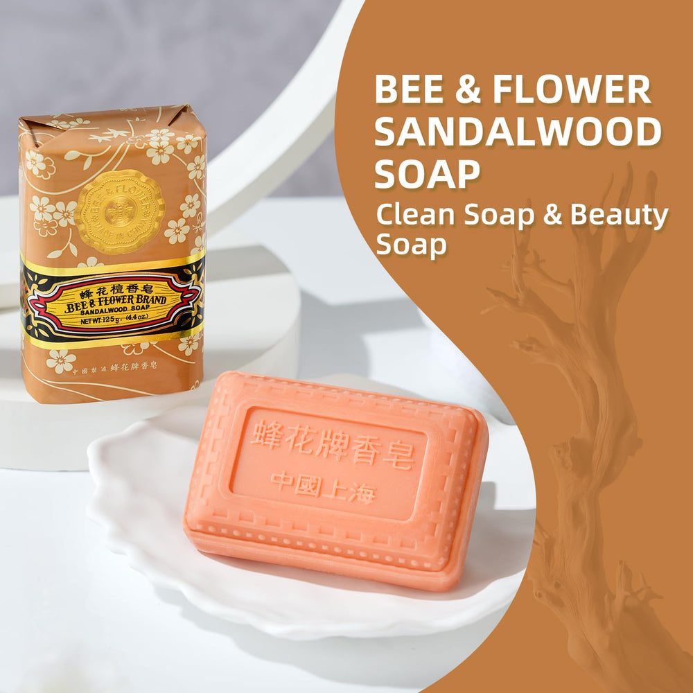 Bee & Flower sandalwood soap bar luxurious lather for clean, moisturized skin.