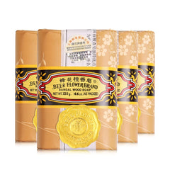 Bee & Flower sandalwood soap bar four-bars pack, elegantly wrapped for gifting.