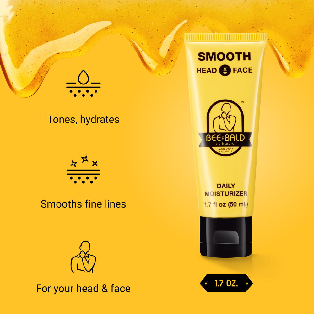 Bee Bald Smooth texture closeup highlights lightweight, non-greasy feel ideal for daily use.