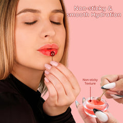Bee Balm Strawberry flavor lip balm jar helps keep lips soft.