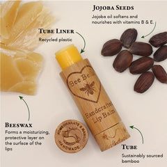 Bee Bella lip balm pomegranate mango close-up highlights texture and shine