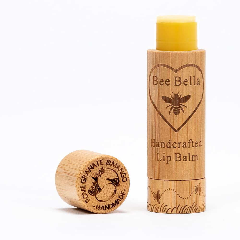 Bee Bella lip balm pomegranate mango tube open reveals smooth texture
