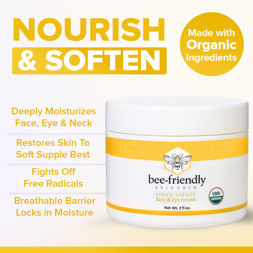 BeeFriendly Organic Face Cream tube on hand for daily moisturization.