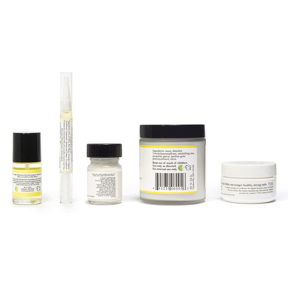 Bee Naturals nail care kit ingredients label focuses on clean, transparent formulas.