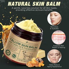 Beef Tallow Frankincense Balm for hands and elbows provides gentle moisture