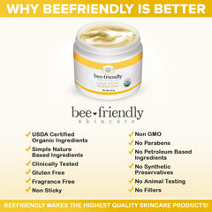 BeeFriendly Organic Cream bottle with honey scent showcased