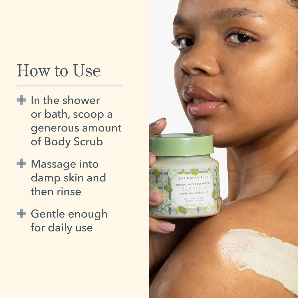 Beekman 1802 after-use skin appears balanced and moisturized