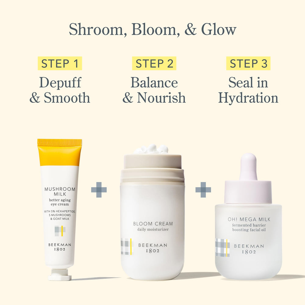 Beekman 1802 Goat Milk supports balanced skin microbiome around the eyes.