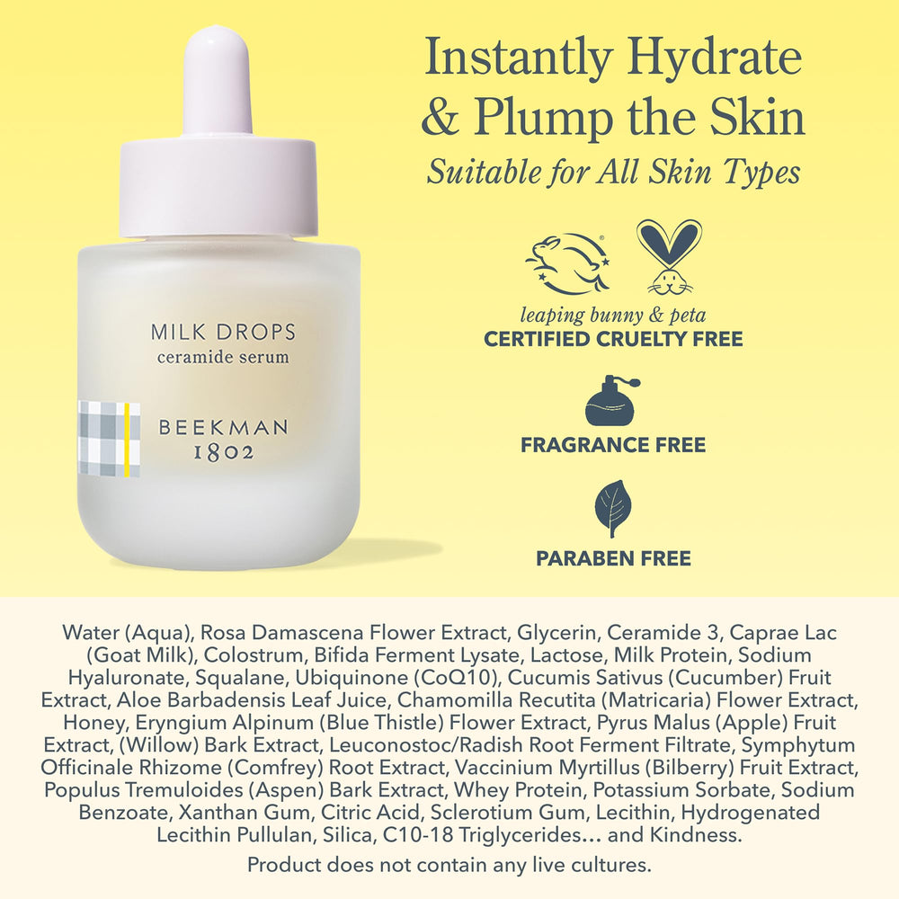 Beekman 1802 Milk Drops Serum routine shot for daily hydration