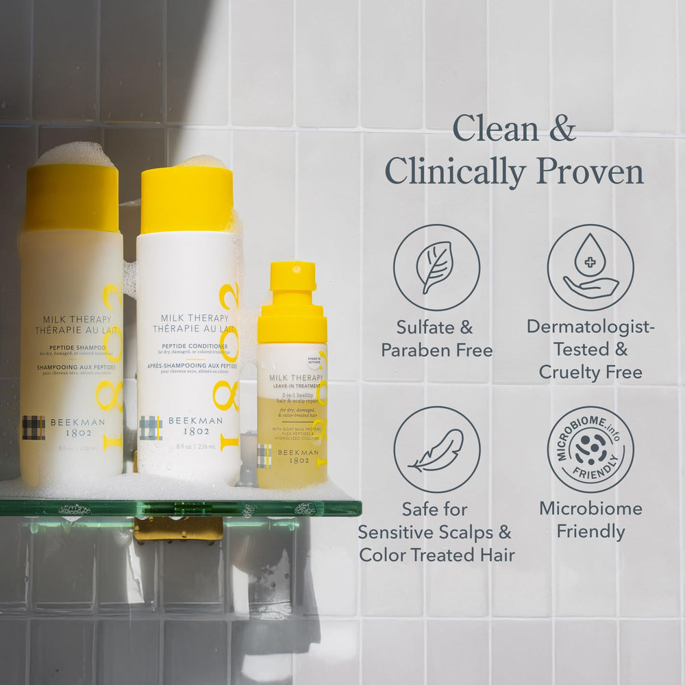 Color-treated hair appearing healthy and shiny after using Beekman 1802 conditioner