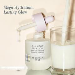 Beekman 1802 Oh! Mega Milky Oil texture pour; silky hydration without grease.