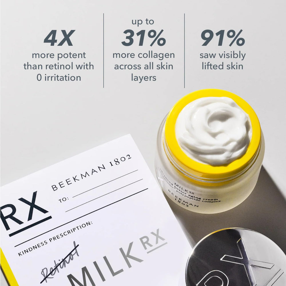 Beekman 1802 cream applied to skin showing improved texture and radiance.