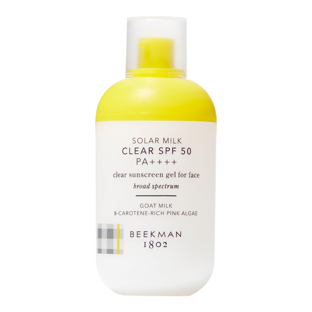 Beekman 1802 Solar Milk SPF 50 bottle front for daily sun protection.