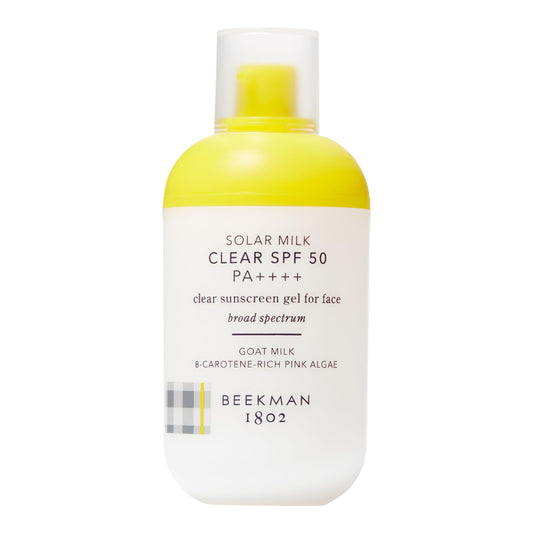 Beekman 1802 Solar Milk SPF 50 bottle front for daily sun protection.