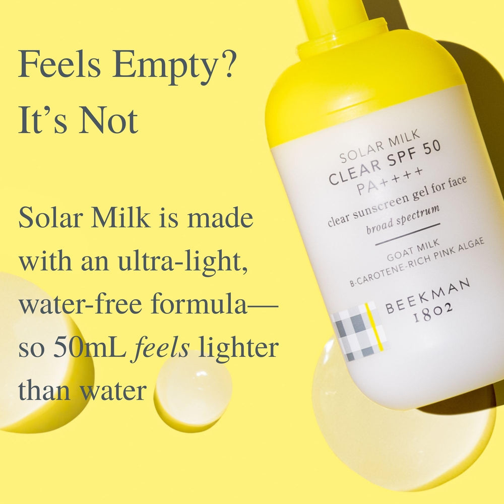 Beekman 1802 Solar Milk fragrance-free formula supports sensitive skin.