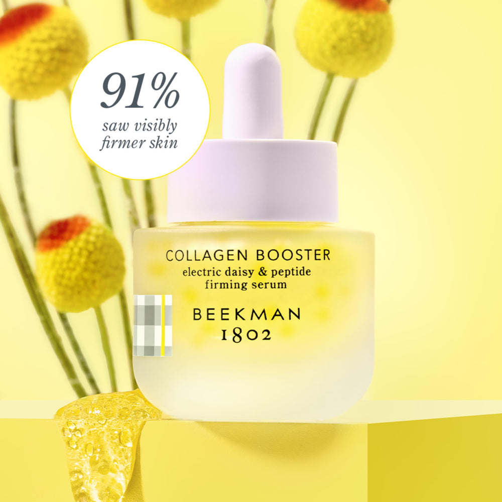 Beekman 1802 electric daisy peptide serum dropper for easy morning application
