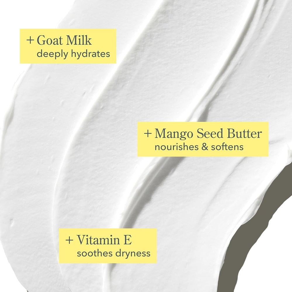 Beekman 1802 goat milk-rich cream texture ready for skin hydration.