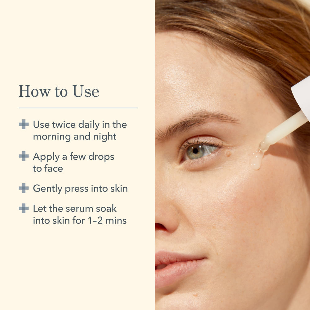 Beekman 1802 Milk Drops Serum and Bloom Cream usage cue.