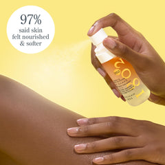 Beekman 1802 Milk Shake Body Mist spray delivering lightweight moisture on skin.
