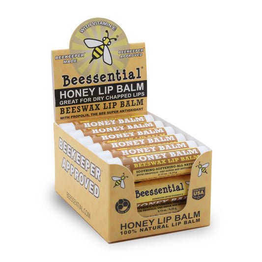 Beessential honey lip balm 18-pack with smooth texture for daily use