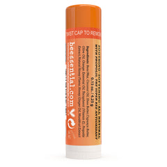 Trusted Beessential lip balm, cruelty-free and USA-made production shown.