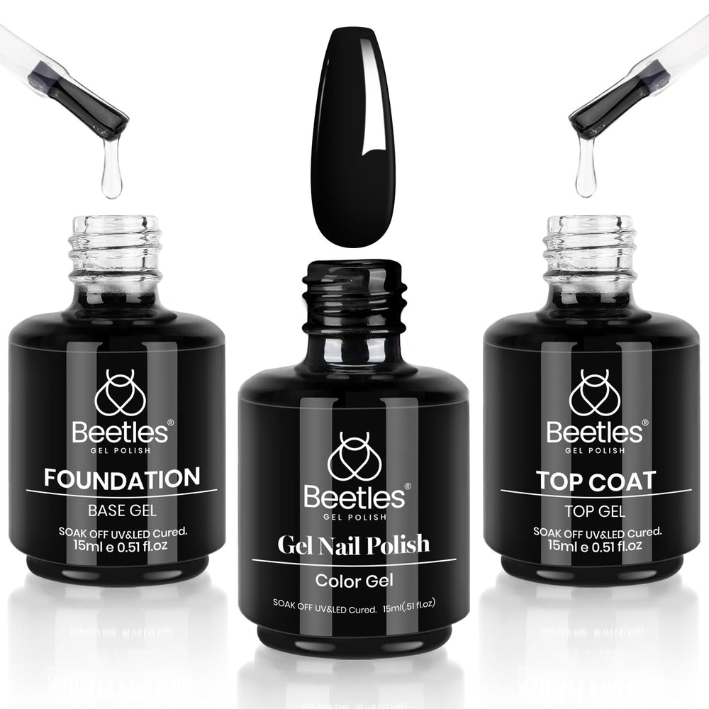 Beetles Audrey Black gel polish bottle with long-lasting shine up to 28 days.
