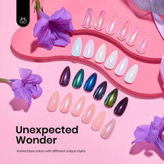 Beetles Aurora Pearl Green swatch creates luminous, chameleon-like effects.