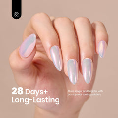 Beetles Aurora Pearl Pink swatch provides soft chrome glow.