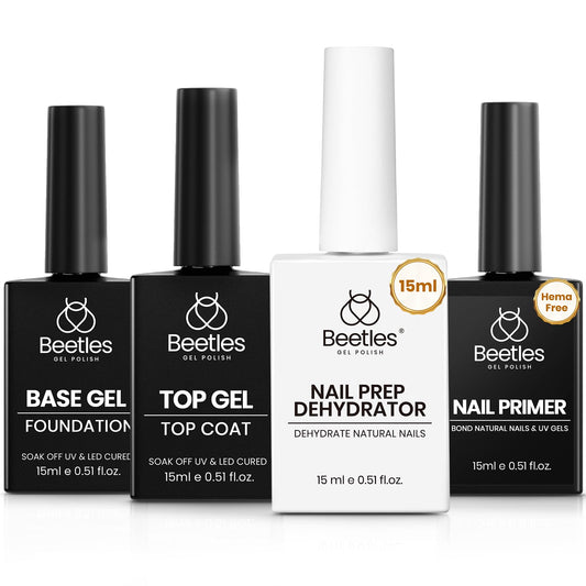 Beetles base coat gel application showing a sticky foundation for strong adhesion.
