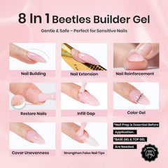 Beetles Builder Gel apex-building demo demonstrates thick base for long-lasting wear