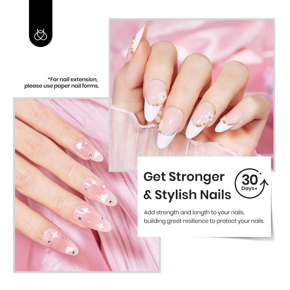 Beetles Builder Gel application tips visual suggests simple, step-by-step at-home use