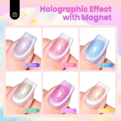 Beetles Cat Eye Purple gel polish with magnetic look for elegant style