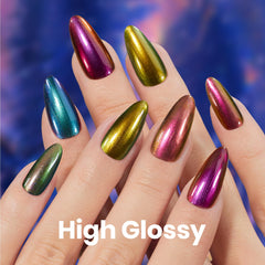 Six shimmering hues with holographic ember finish for versatile looks.
