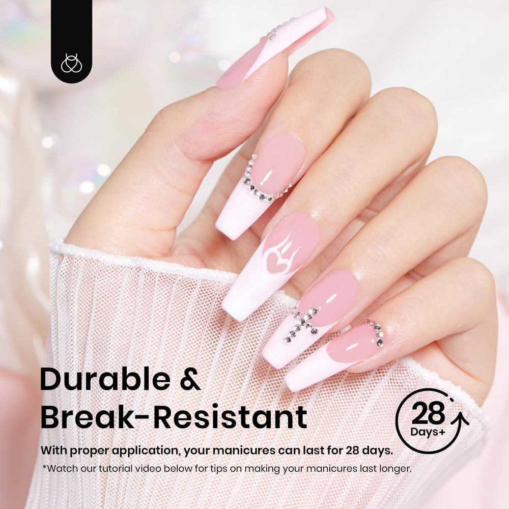 Beetles coffin long gel nail tips thick tips for added durability