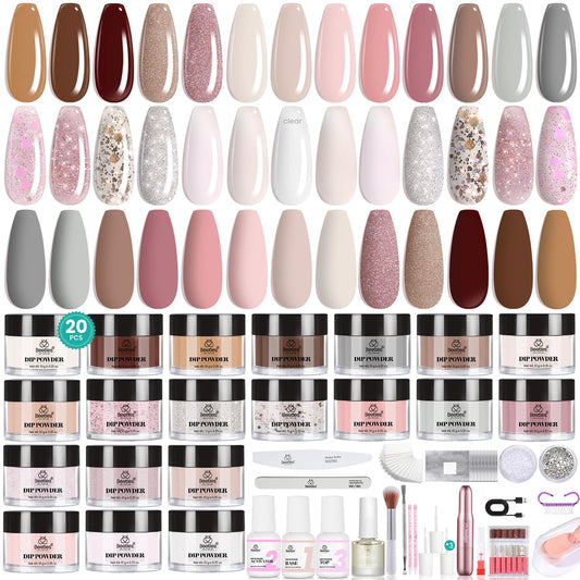 Beetles Dip Powder Nail Kit Peach Brownie Collection swatches show natural-looking color with lasting shine.