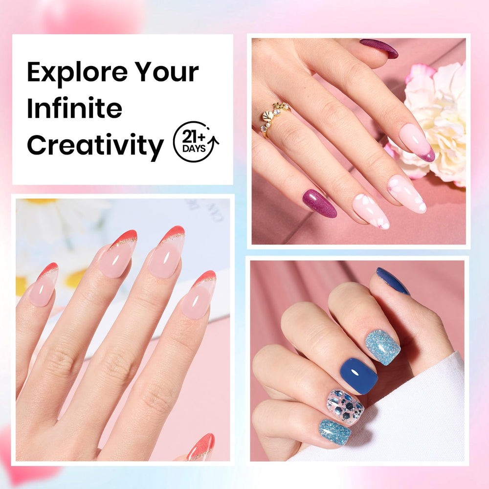 Beetles Dip Powder Pastel Blue-Green Set enhances soft airy manicures.