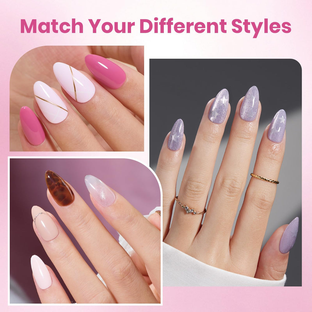Beetles Etch-X 12 sizes set close-up with precise fit to natural nails.