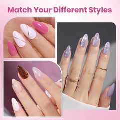 Beetles Etch-X 12 sizes set close-up with precise fit to natural nails.